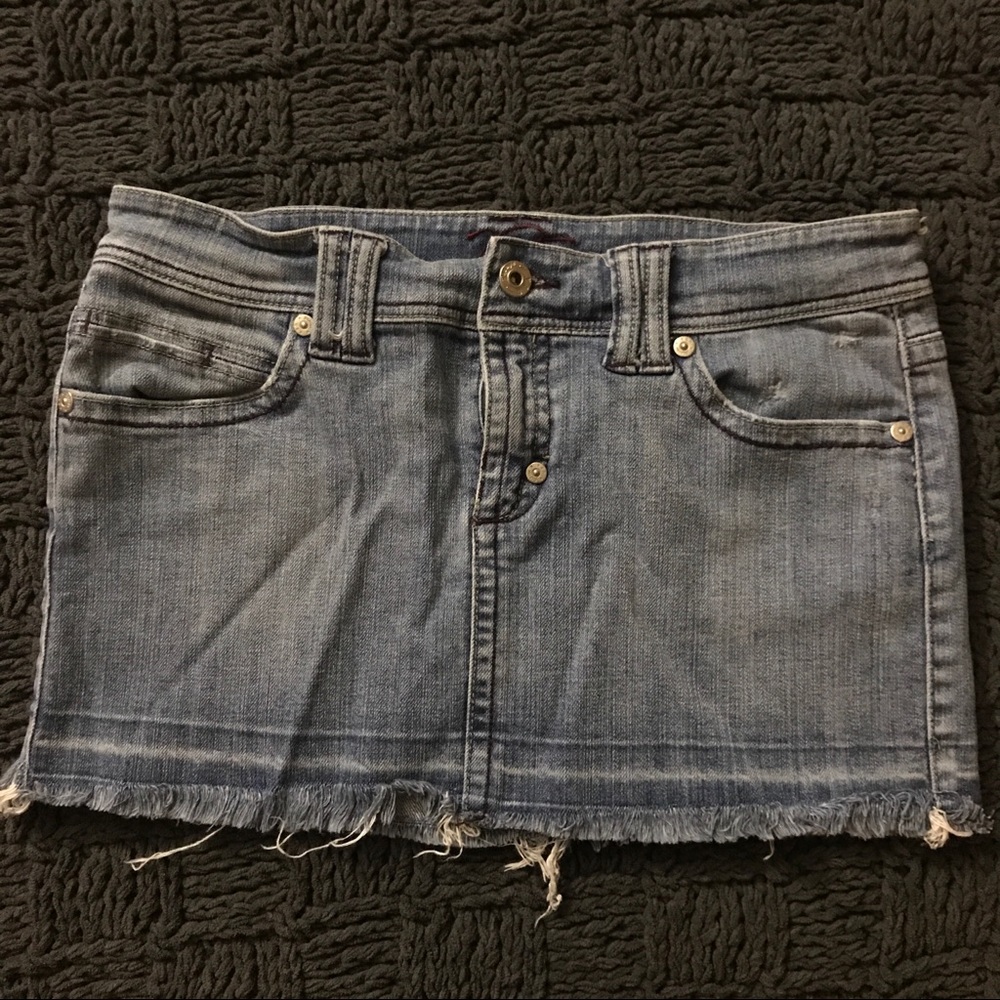 Distressed Denim Mini Skirt